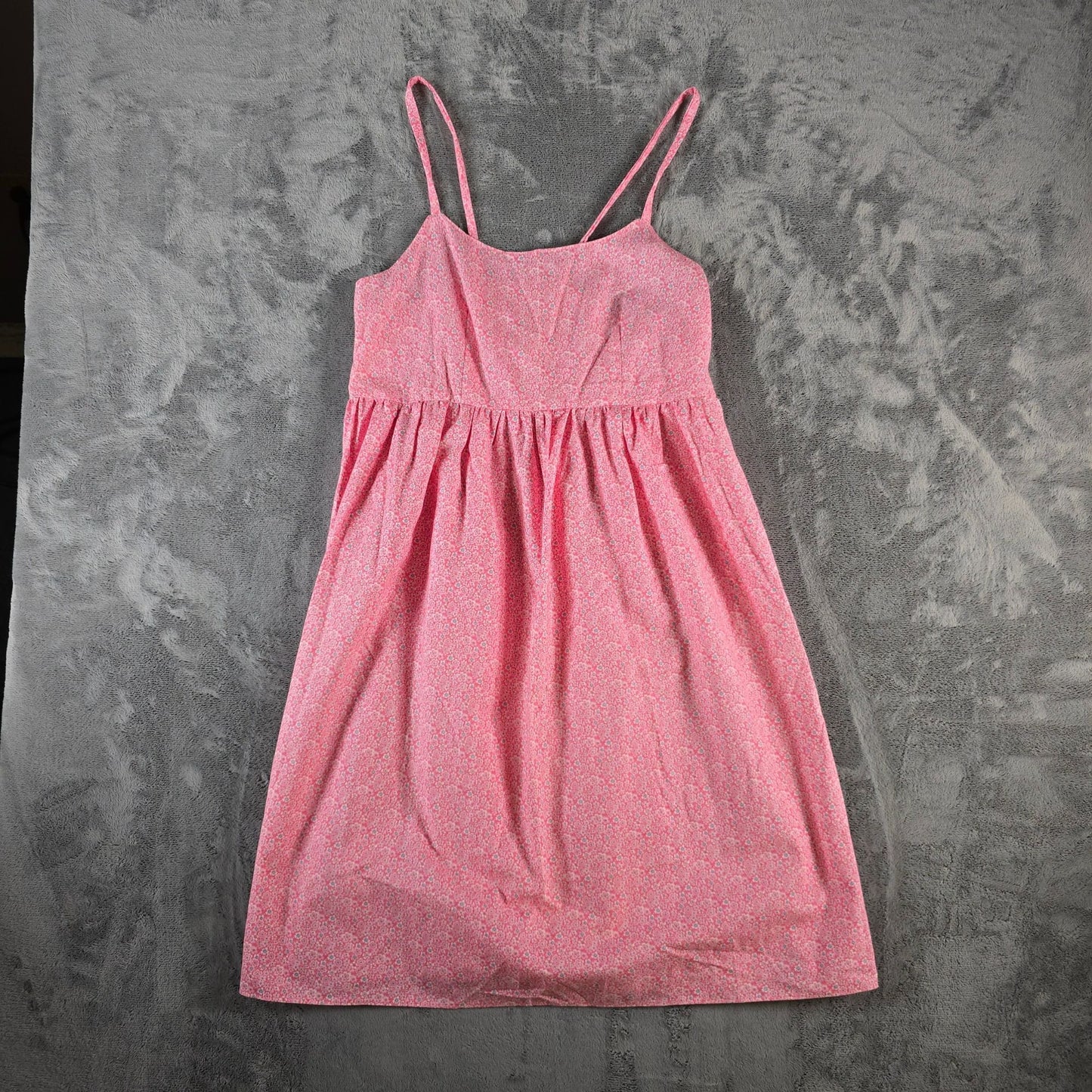 Vintage 1970s Pink Floral Sleeveless Spaghetti Strap Prairie Sundress (S/M)