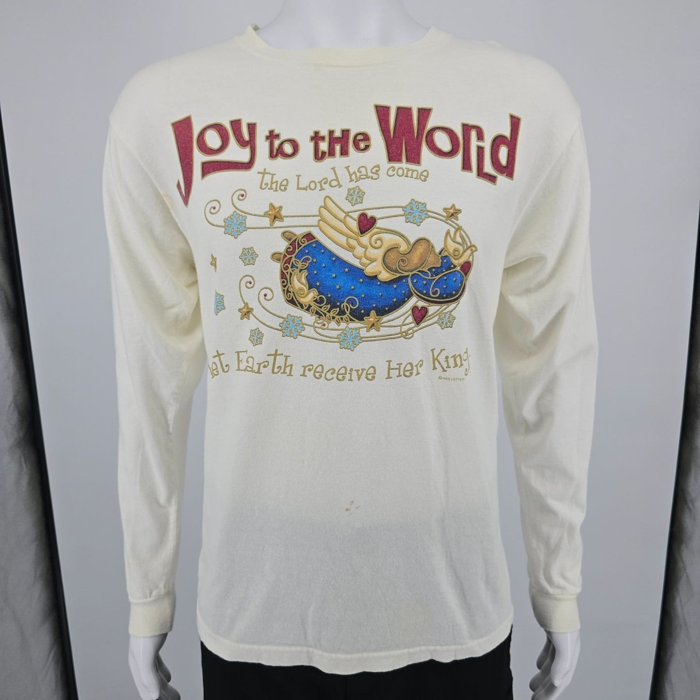 2000s Delta Magnum Weight "Joy to the World" Long Sleeve Christmas T-Shirt (M)