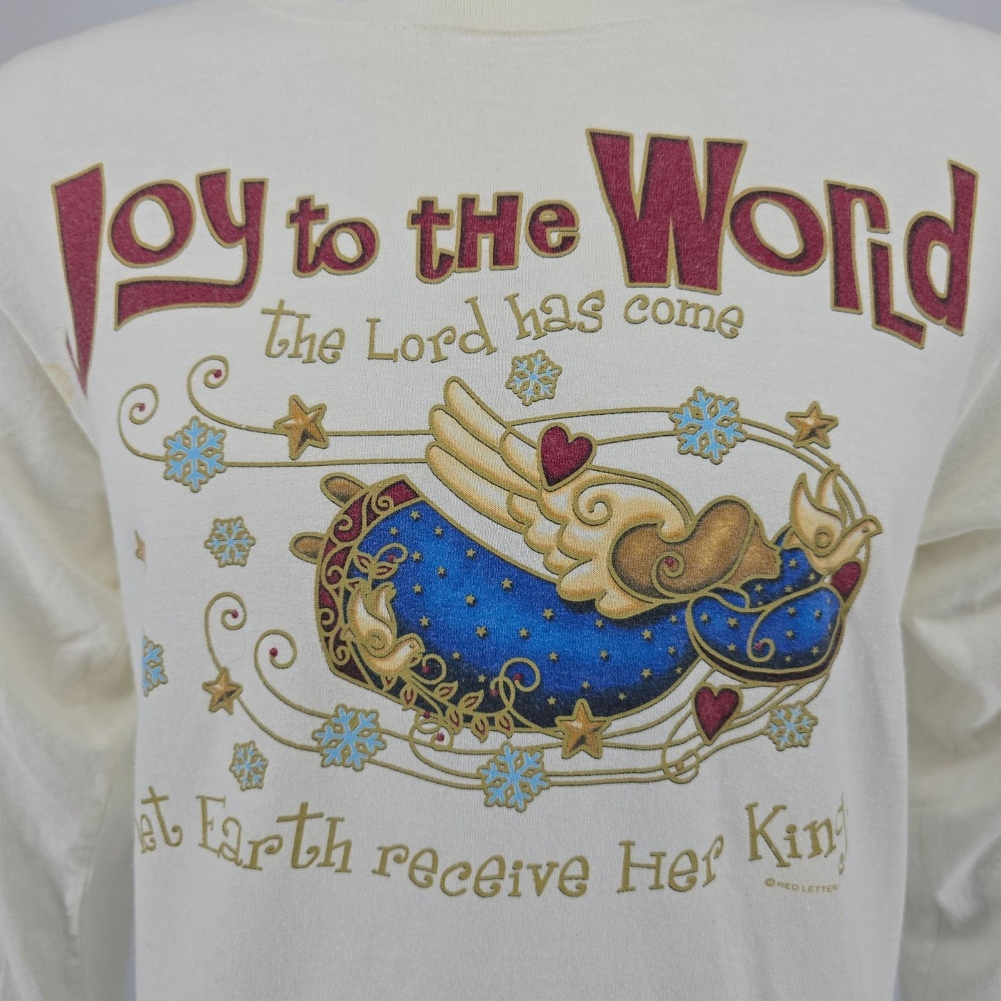 2000s Delta Magnum Weight "Joy to the World" Long Sleeve Christmas T-Shirt (M)