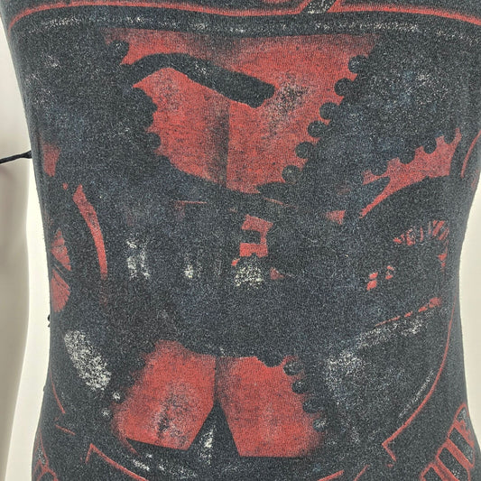 Distressed 2010s New York Motorcycle Club DIY Knotted Side Cut Tank Top (XS/S)