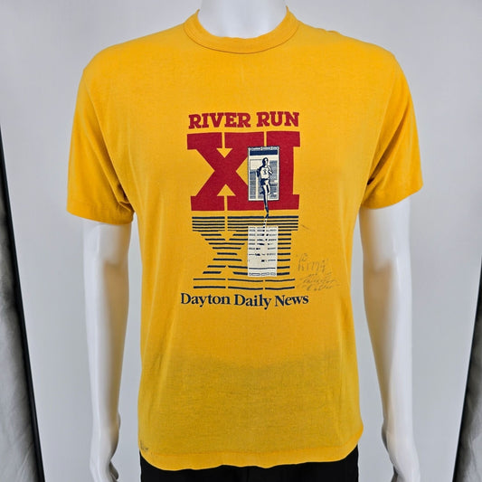 Vintage 1988 Dayton Daily News River Run XI Autographed Yellow T-Shirt (M)