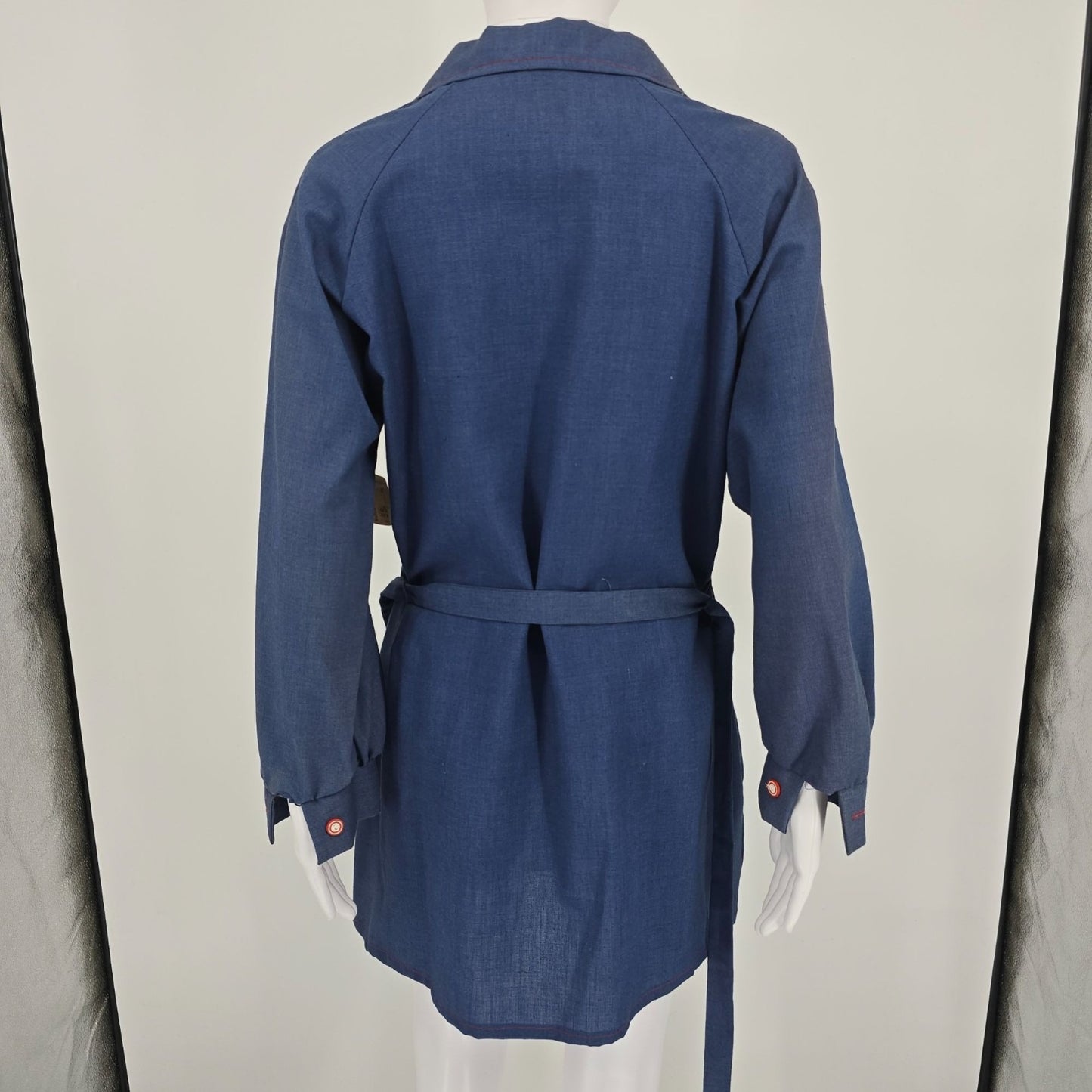 Vintage 1970s Helen Hensley Blue Chambray Popover Tunic Mini Shirt Dress (12/L)