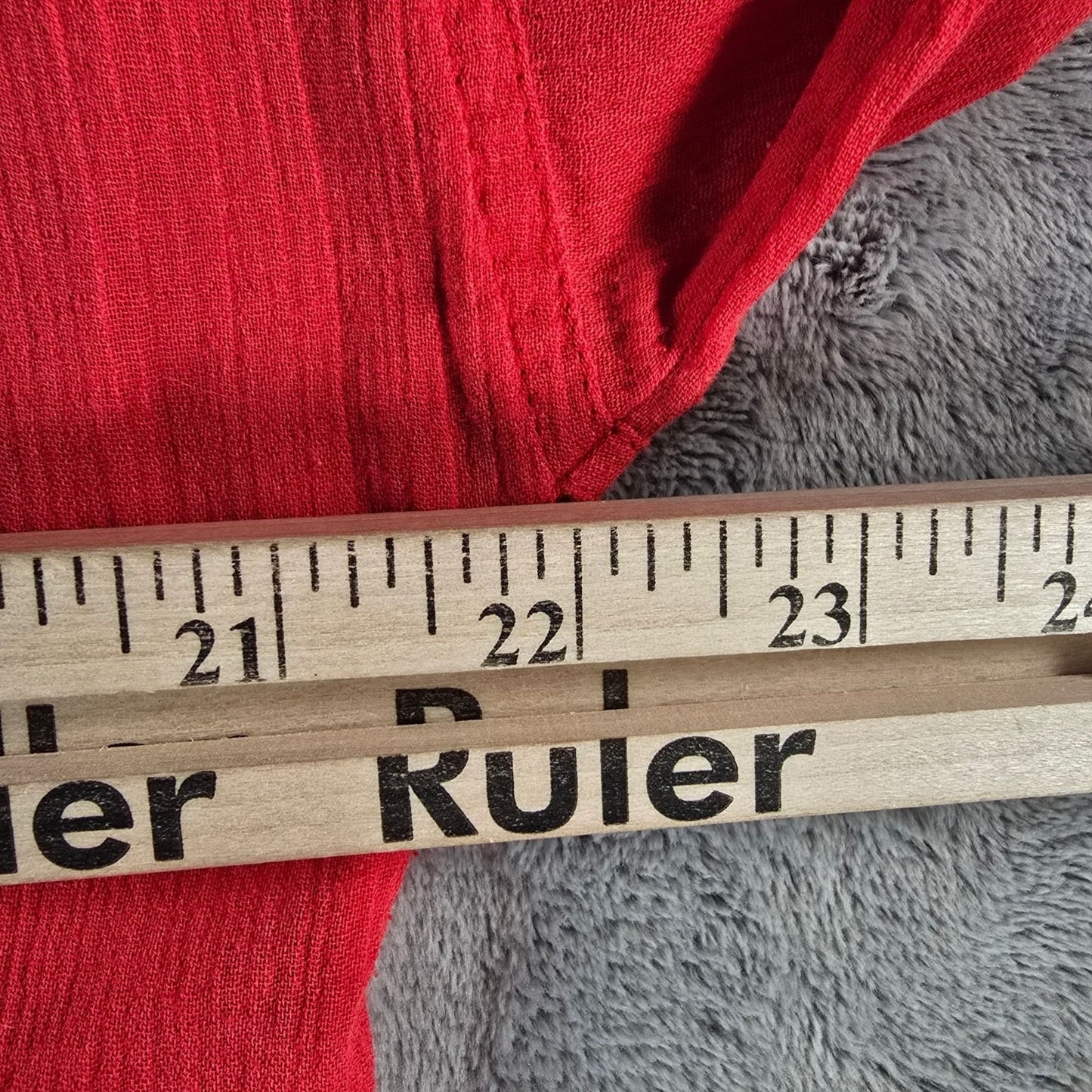 Vintage 1980s Joan Harper Red Collared Button Front Shoulder Padded Blouse (XL)