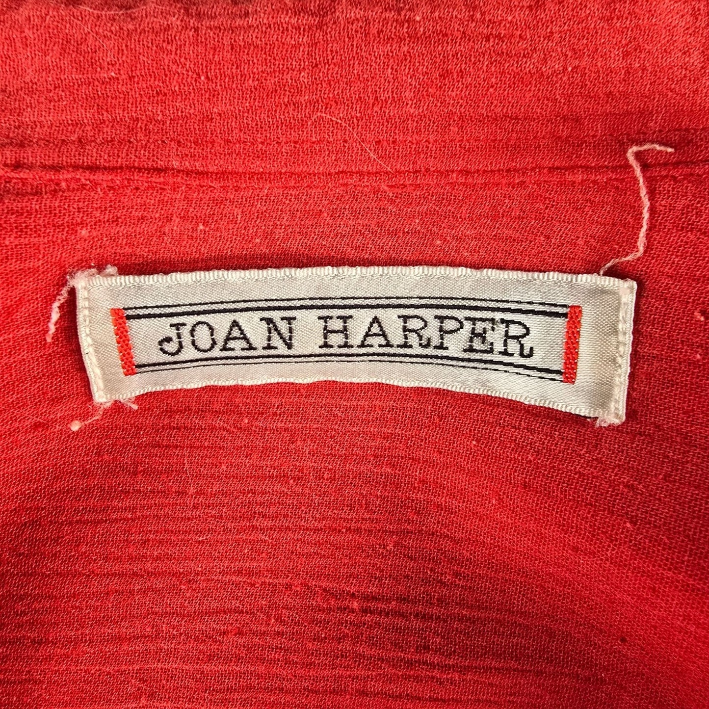 Vintage 1980s Joan Harper Red Collared Button Front Shoulder Padded Blouse (XL)
