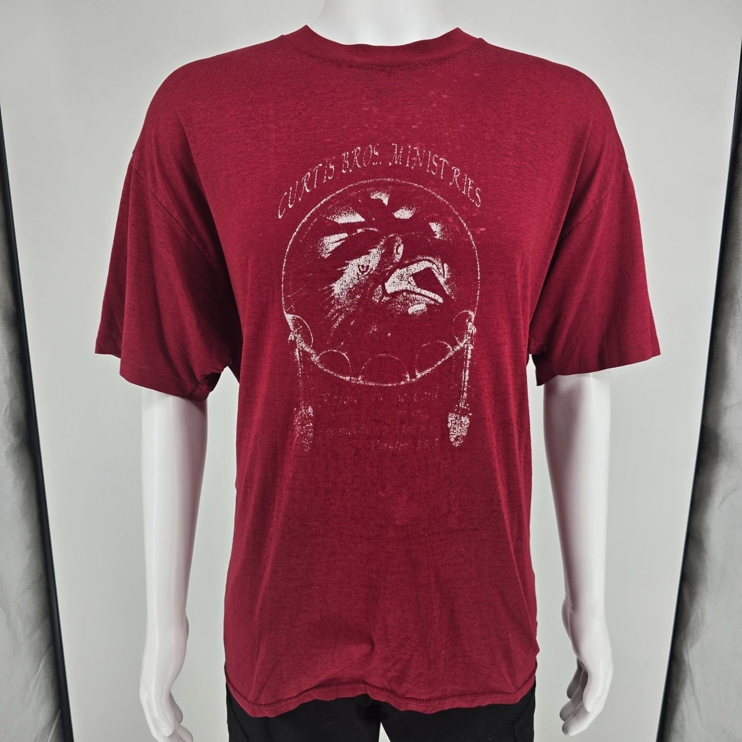 Distressed Vintage 1990s Hanes Heavyweight "Curtis Bros. Ministries" T-Shirt -XL