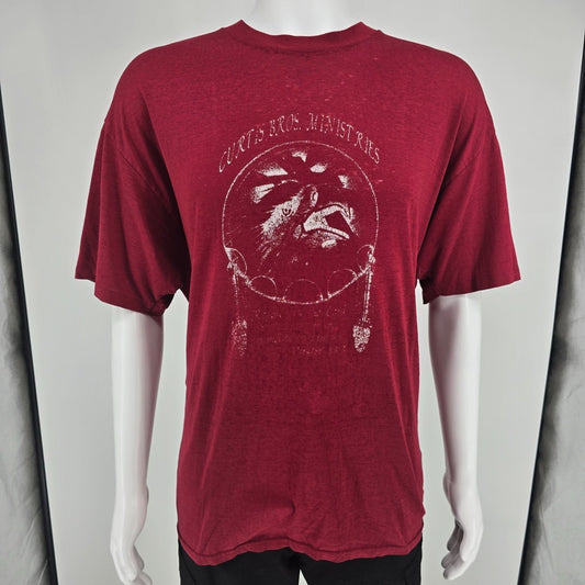 Distressed Vintage 1990s Hanes Heavyweight "Curtis Bros. Ministries" T-Shirt -XL