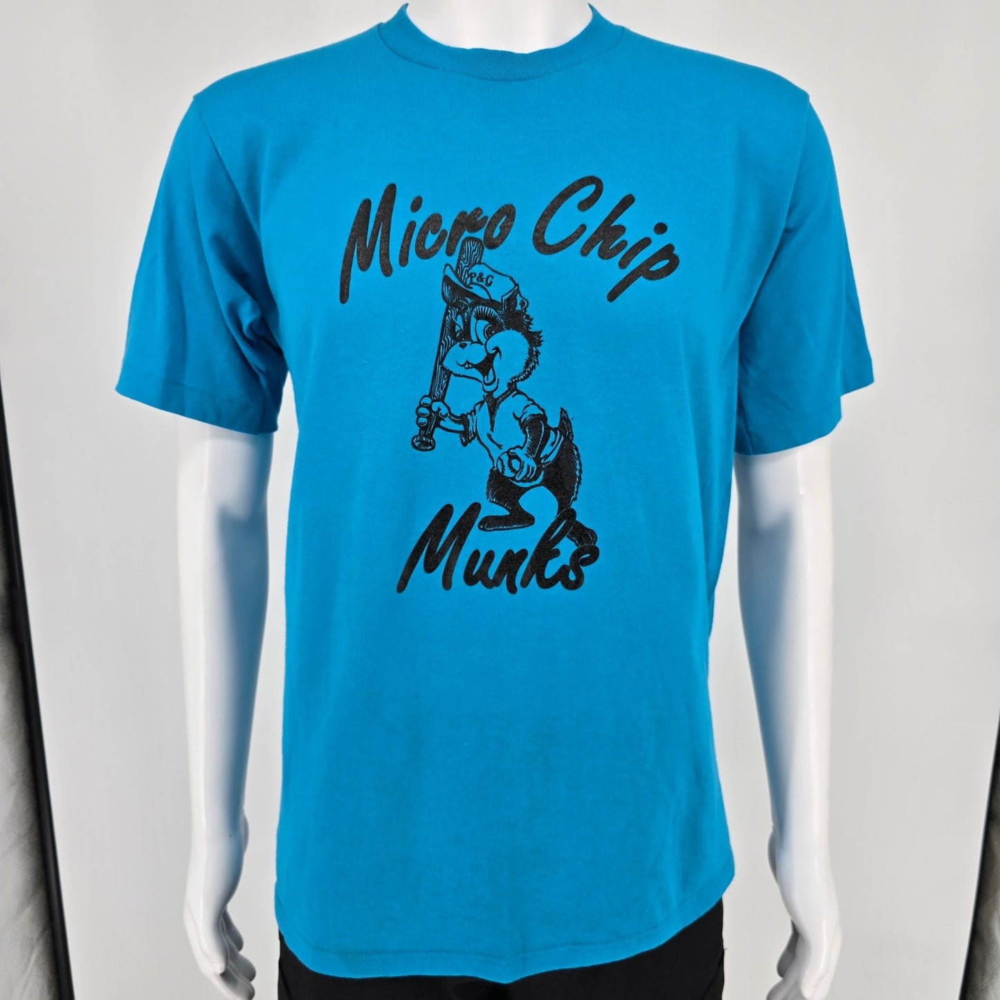 Vintage 1990s Jerzees Proctor & Gamble Micro Chip Munks #13 Teal T-Shirt (M/L)
