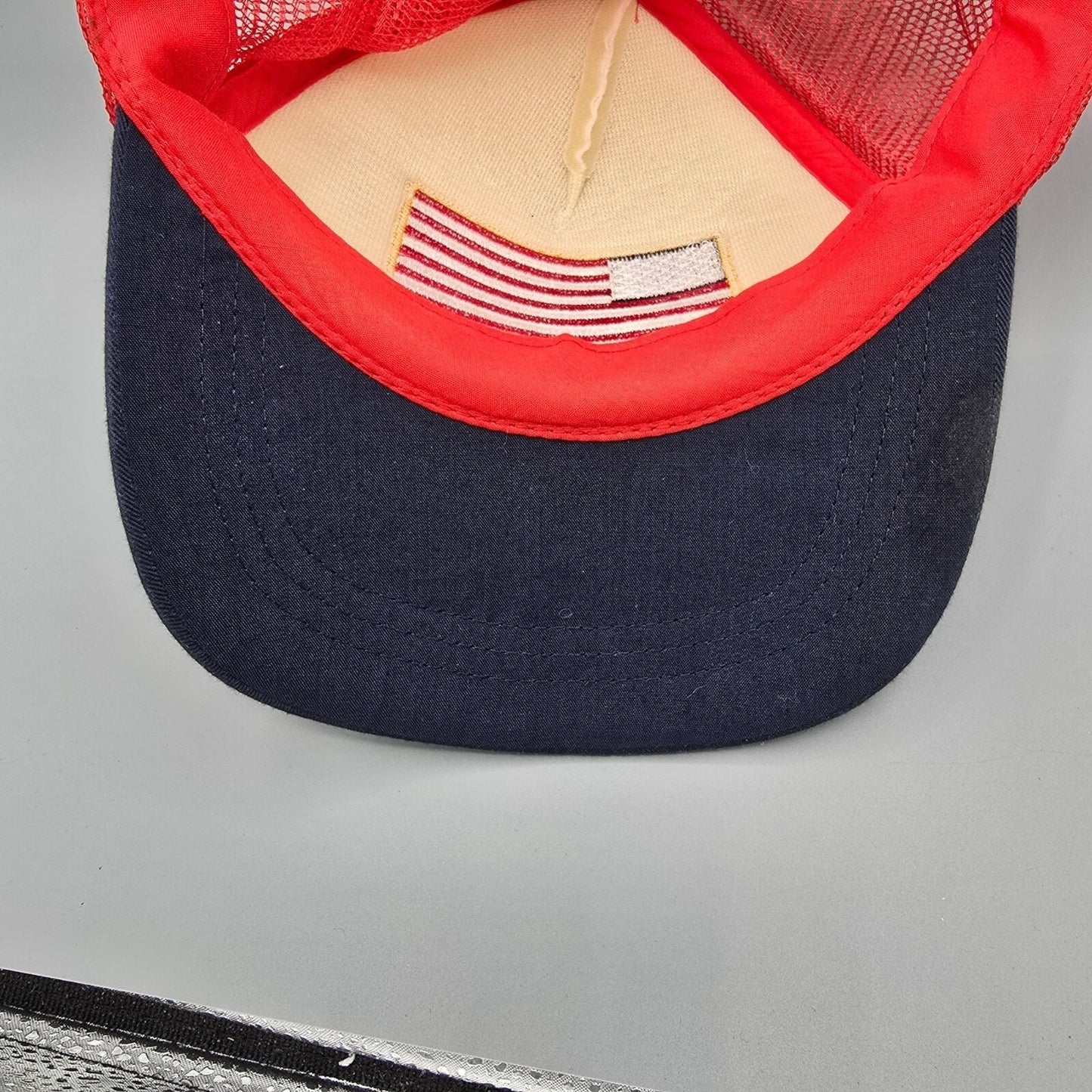 Distressed Red White & Blue Embroidered American Flag Infinity Trucker Hat