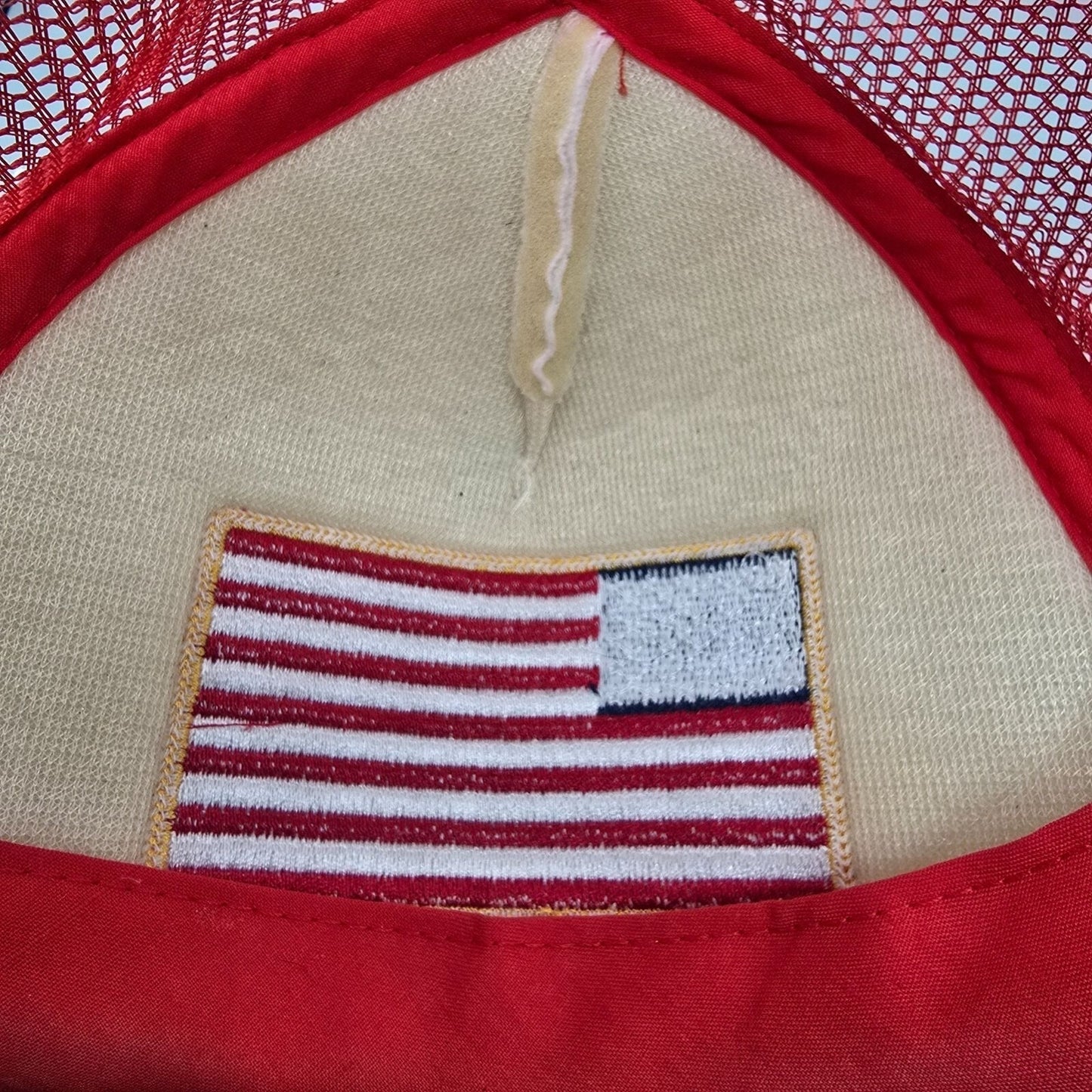 Distressed Red White & Blue Embroidered American Flag Infinity Trucker Hat