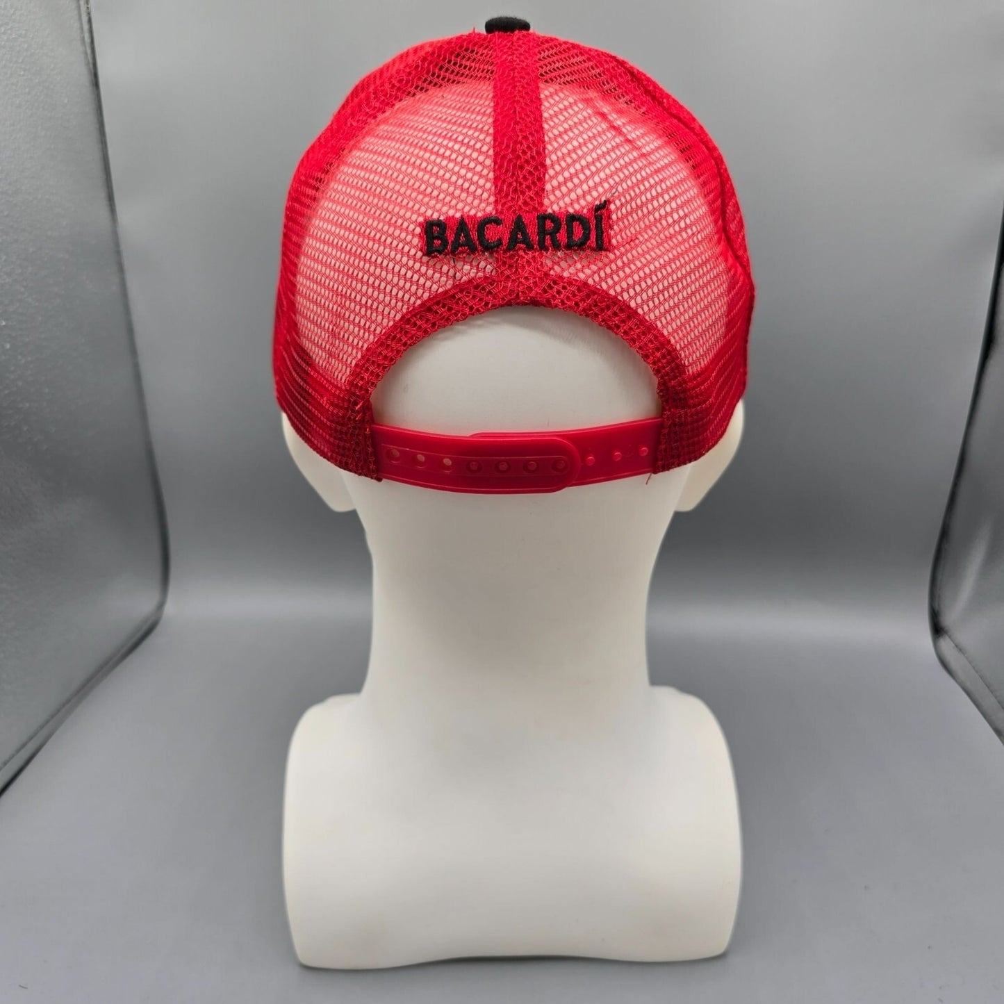 Bacardi Marca De Fabrica Bat Logo Red & Black Mesh Snapback Hat *Fair Condition
