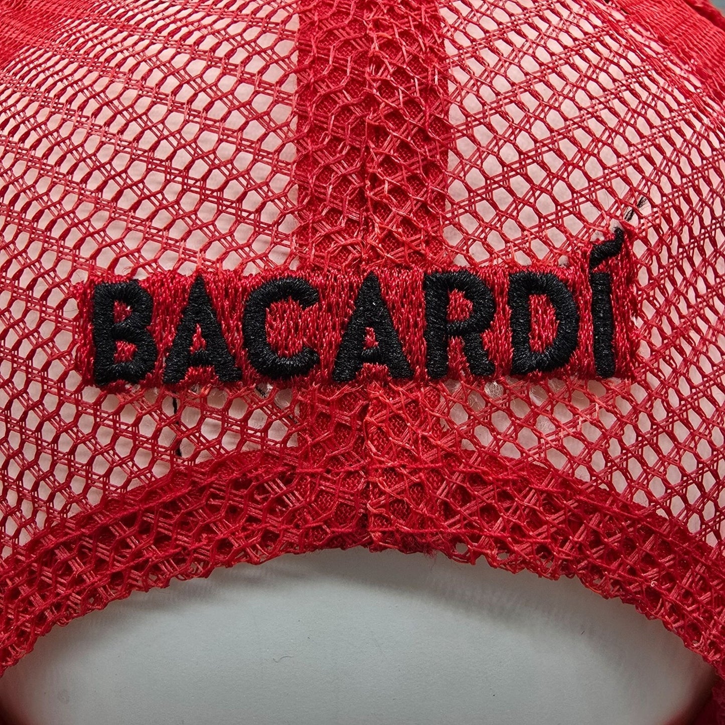 Bacardi Marca De Fabrica Bat Logo Red & Black Mesh Snapback Hat *Fair Condition