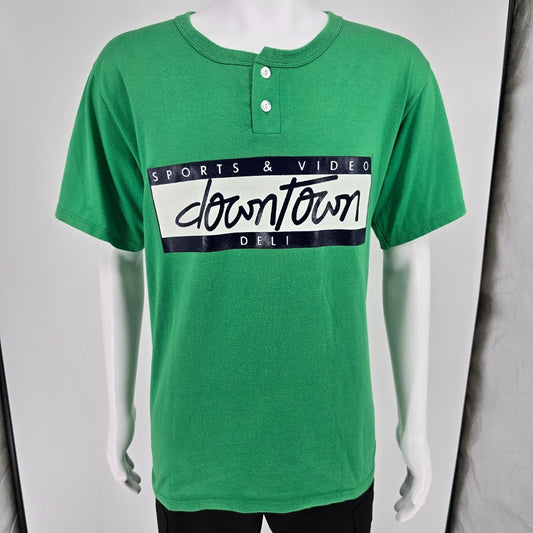 Vintage 1990s Russell Athletic Downtown Deli Sports & Video #1 T-Shirt (L/XL)
