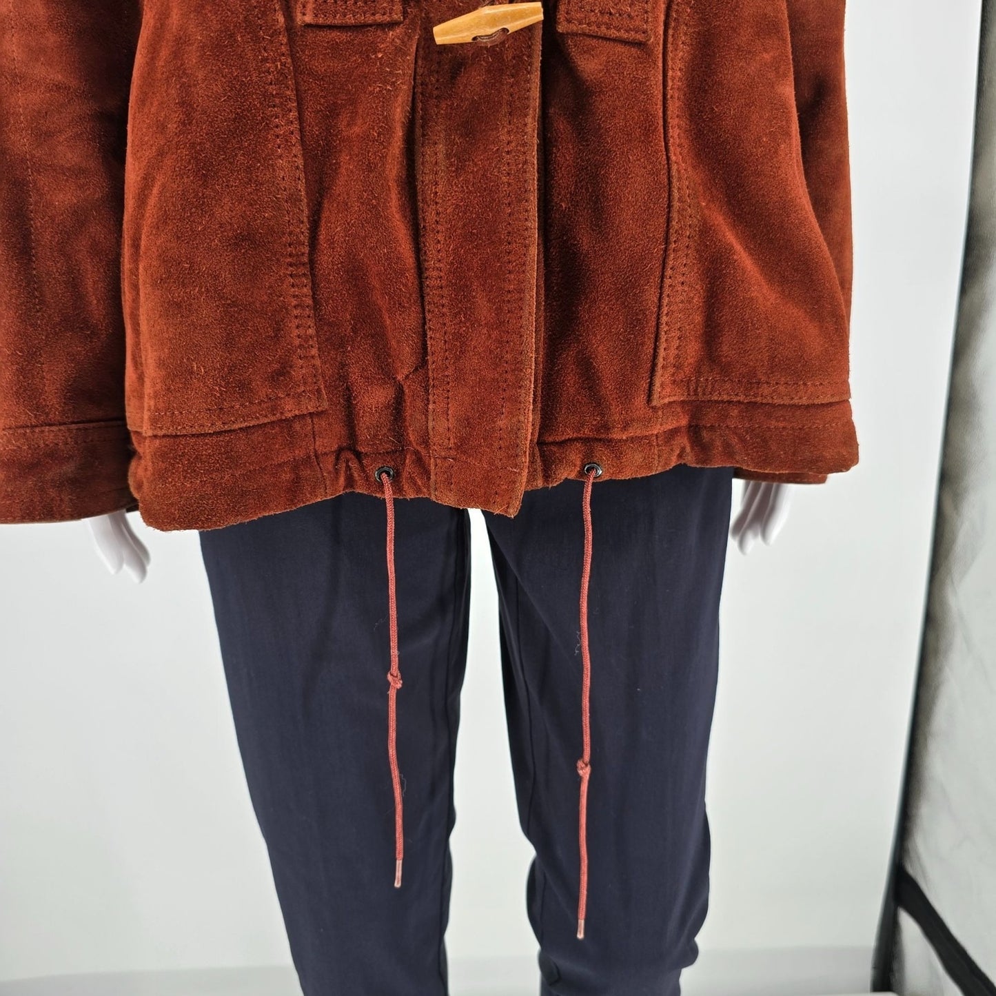 Vintage 1970s Berman's Sherpa Lined Rust Brown Suede Duffle Coat (Medium)