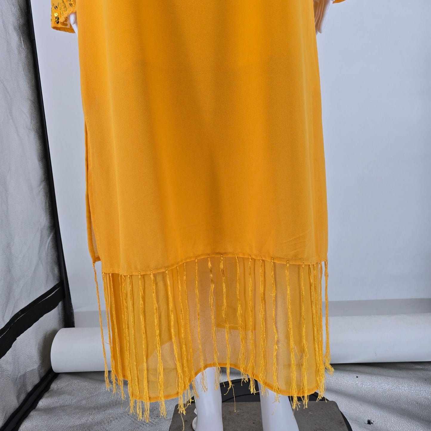 Vintage Y2K Just Class Marigold Flapper Revival Fringe Hem Shift Dress (8/M)