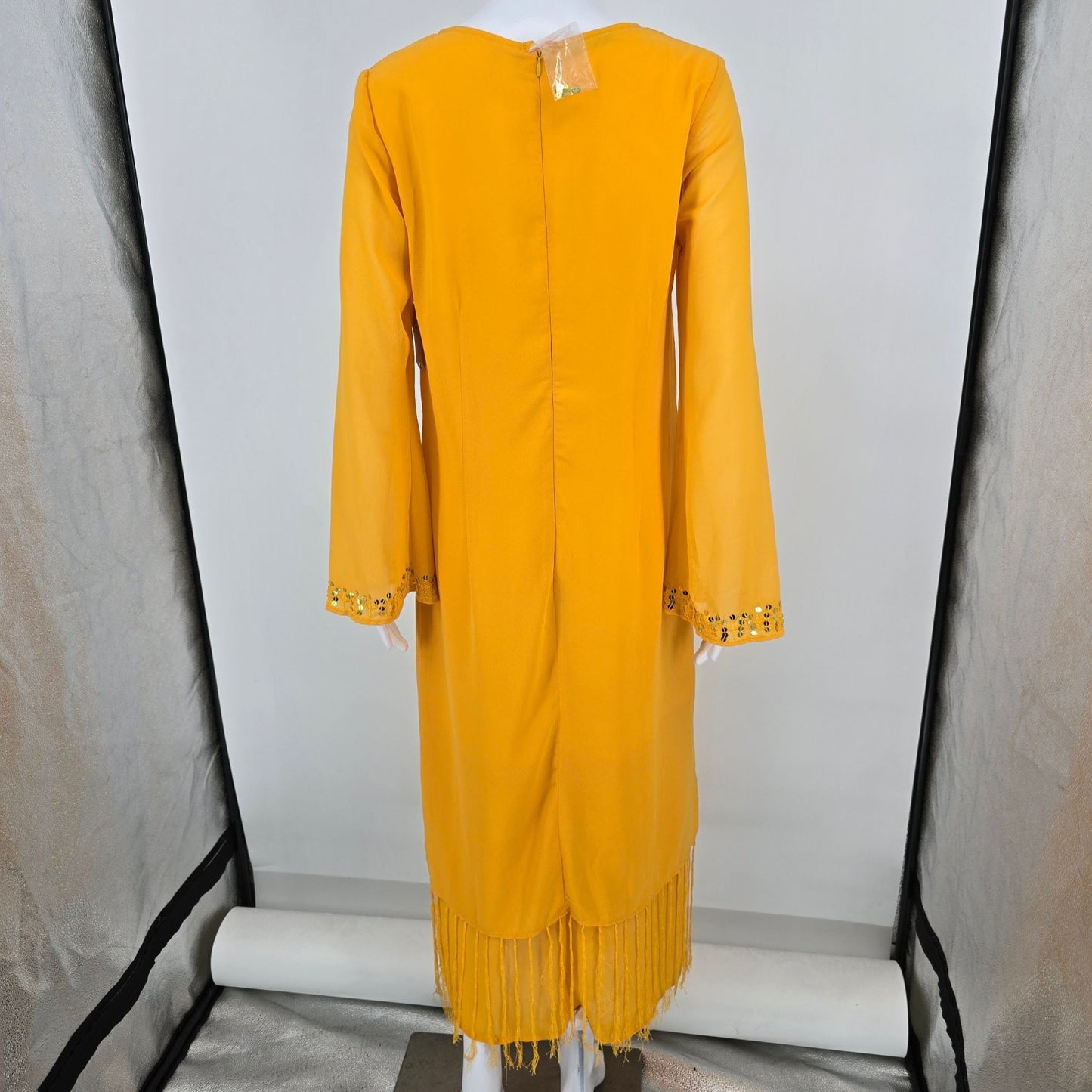 Vintage Y2K Just Class Marigold Flapper Revival Fringe Hem Shift Dress (8/M)
