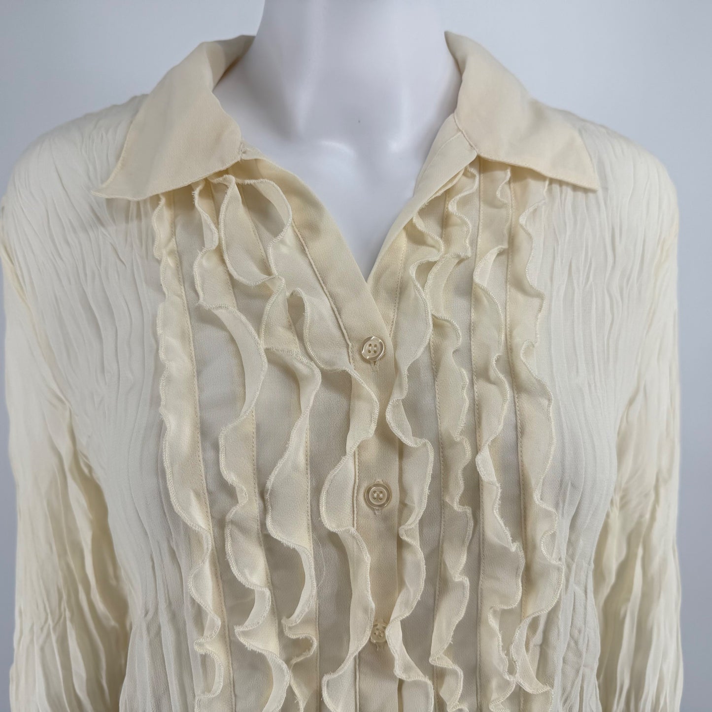 Vintage 2000s Separates by New York City Design Co Ruffle & Lace Sheer Blouse -M