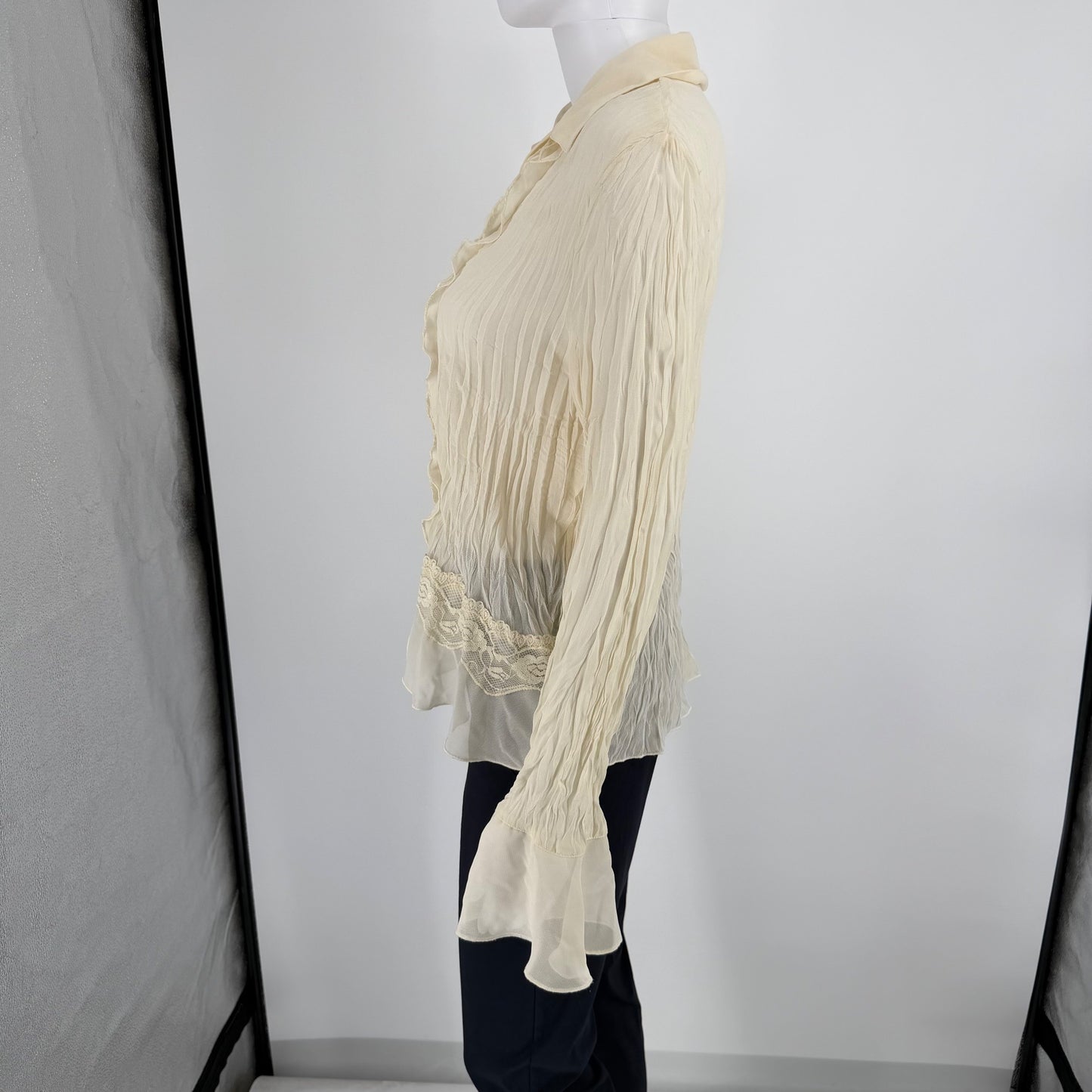 Vintage 2000s Separates by New York City Design Co Ruffle & Lace Sheer Blouse -M