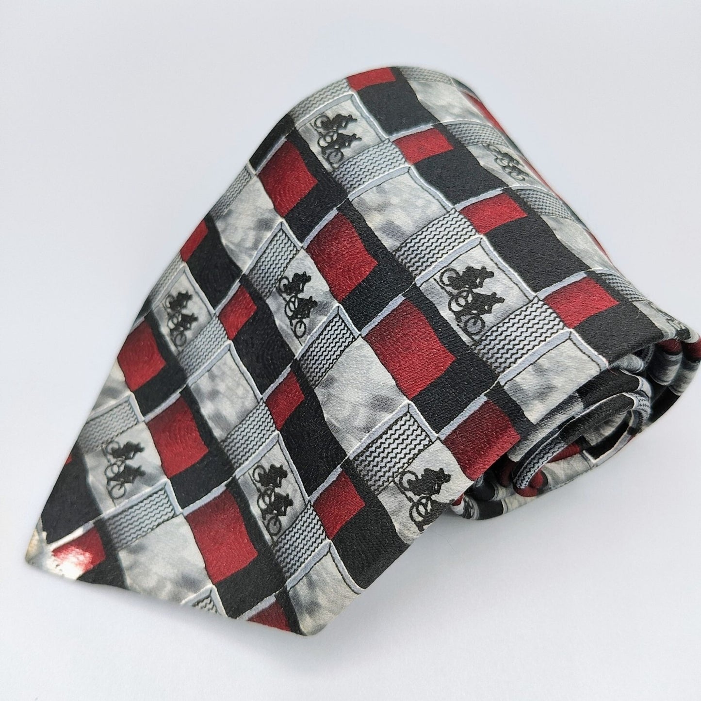Johnson Brothers Made in USA Checkered Bicycle Pattern Washable Necktie