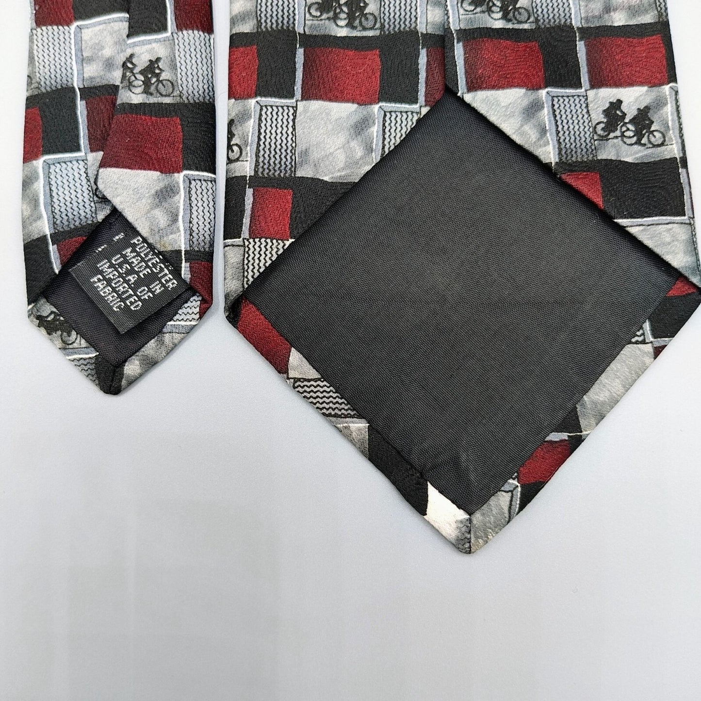 Johnson Brothers Made in USA Checkered Bicycle Pattern Washable Necktie