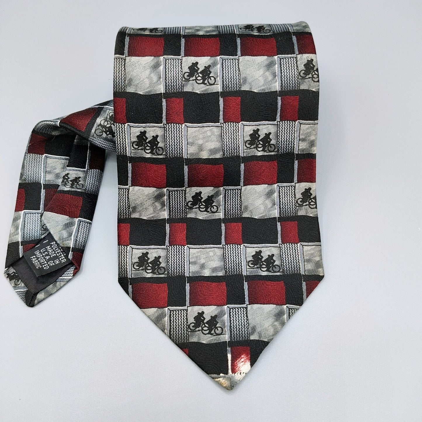 Johnson Brothers Made in USA Checkered Bicycle Pattern Washable Necktie