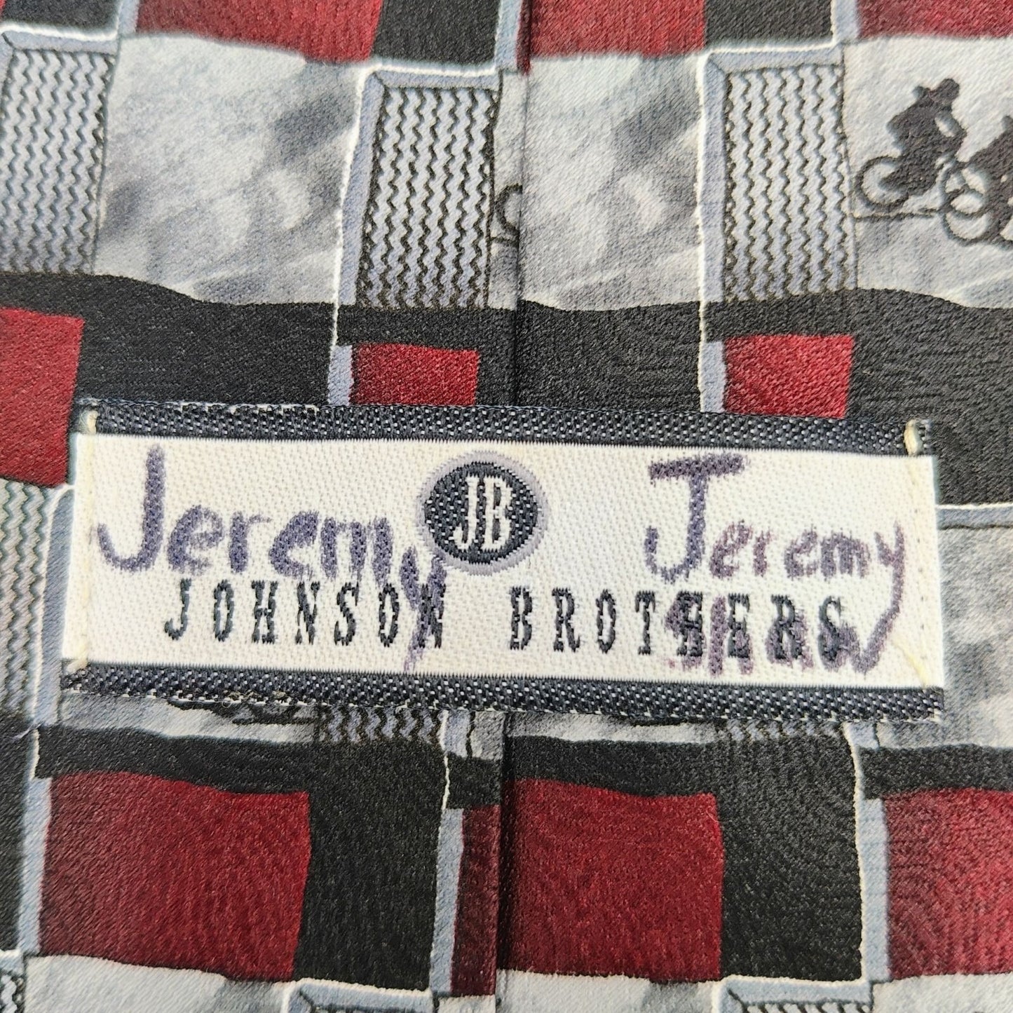 Johnson Brothers Made in USA Checkered Bicycle Pattern Washable Necktie