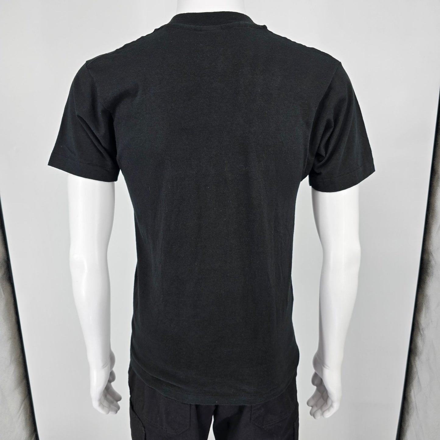 Vintage Late 1980s BVD Black Blank Cotton Selvedge Pocket Tee T-Shirt (S)