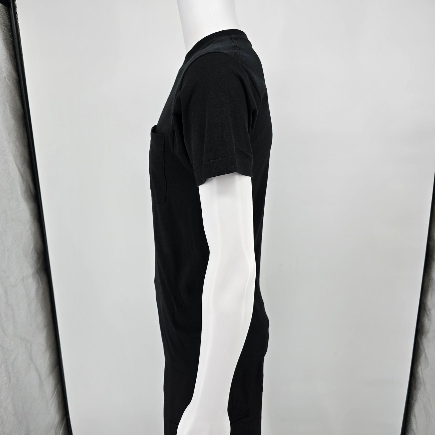 Vintage Late 1980s BVD Black Blank Cotton Selvedge Pocket Tee T-Shirt (S)