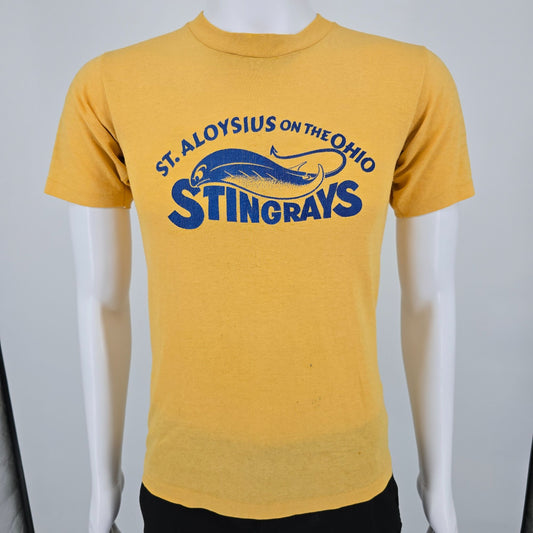 Distressed Vintage 1980s St. Aloysius on the Ohio Stingrays T-Shirt (S)