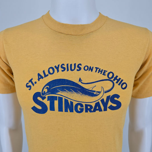 Distressed Vintage 1980s St. Aloysius on the Ohio Stingrays T-Shirt (S)