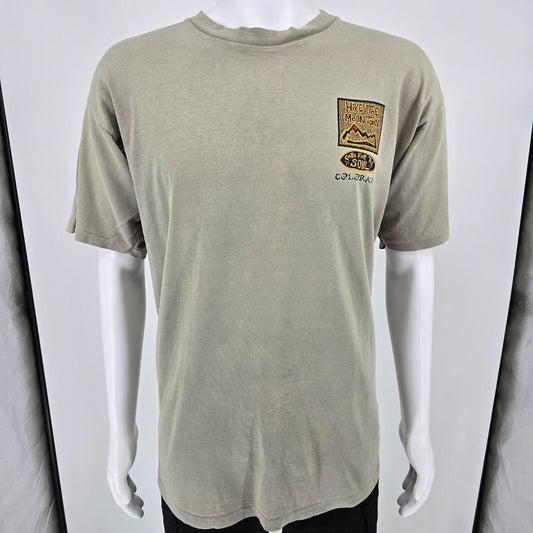 Vintage 1990s Hike the Mountain Care for the Soul Colorado Graphic T-Shirt (L)