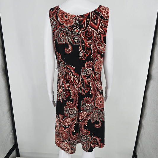 Vintage Y2K Studio I Petite Black and Red Paisley Sleeveless Dress (Size 10P)