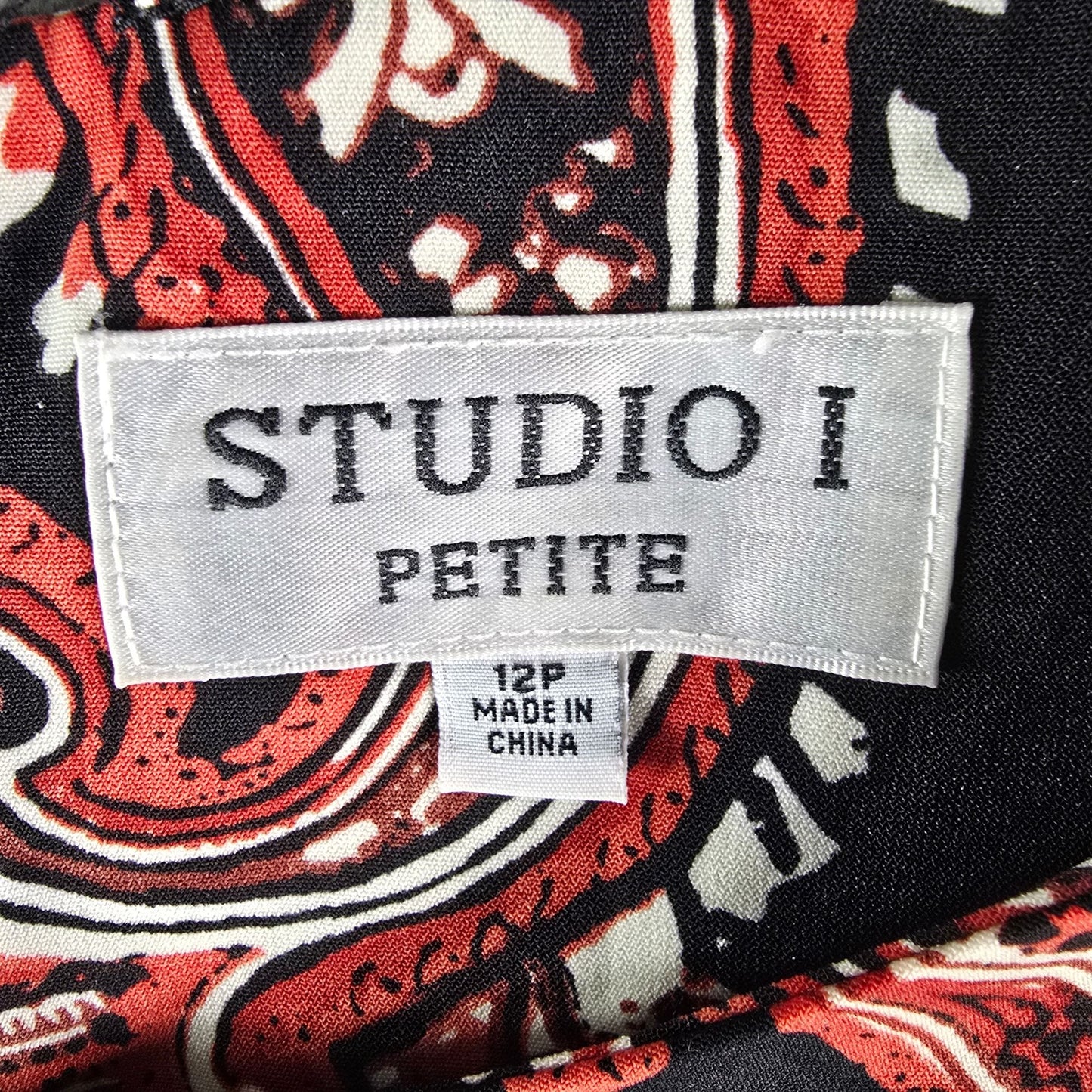 Vintage Y2K Studio I Petite Black and Red Paisley Sleeveless Dress (Size 10P)