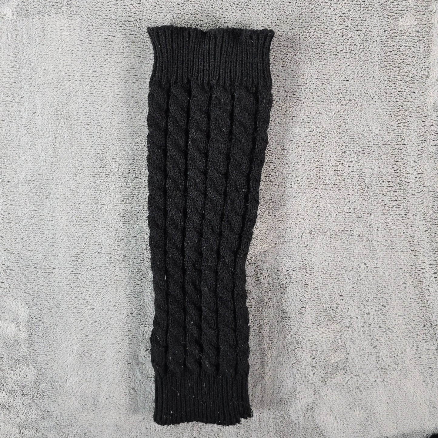 Vintage 1980s Unbranded Black Cable-Knit Ribbed Cuff Leg Warmers Set (OS)