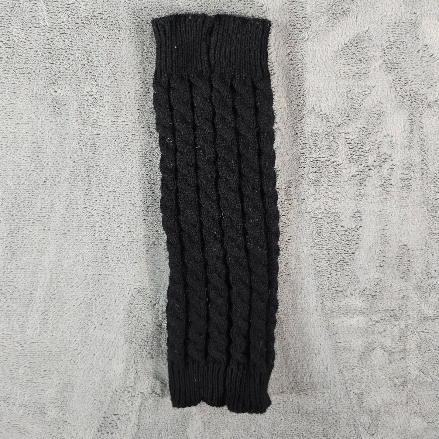 Vintage 1980s Unbranded Black Cable-Knit Ribbed Cuff Leg Warmers Set (OS)