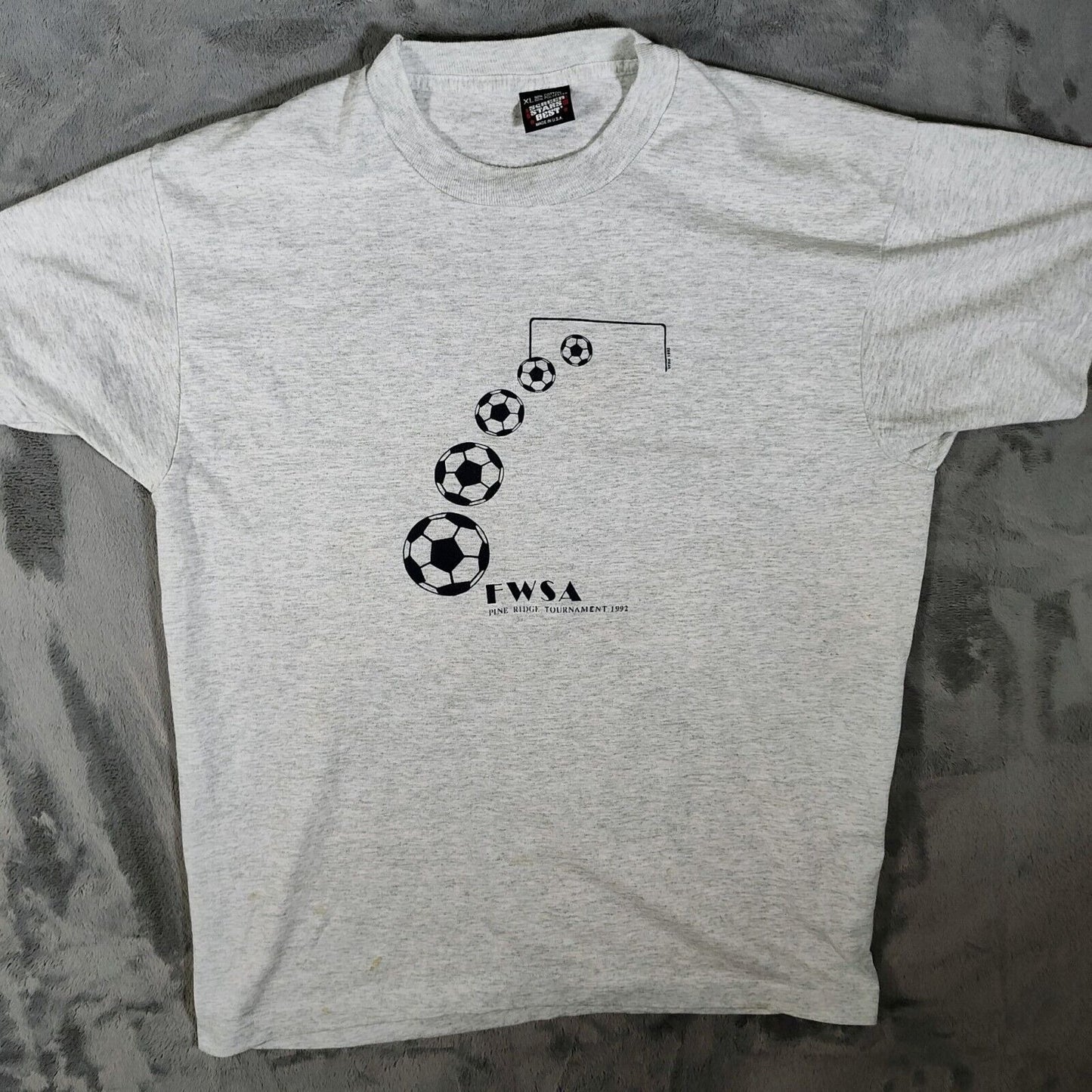 Vintage Single Stitch Soccer FWSA Pine Ridge Tournament 1992 T-Shirt (XL)