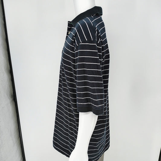 Tommy Hilfiger Golf 2006 Black and White Striped Three Button Polo (XL)