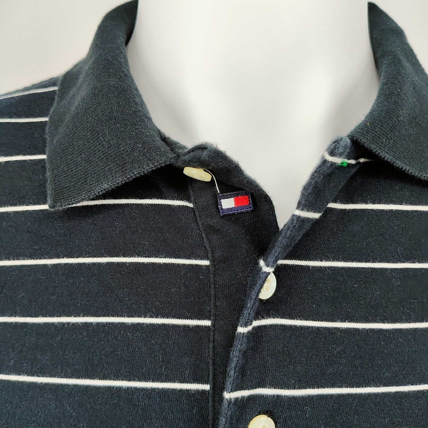Tommy Hilfiger Golf 2006 Black and White Striped Three Button Polo (XL)