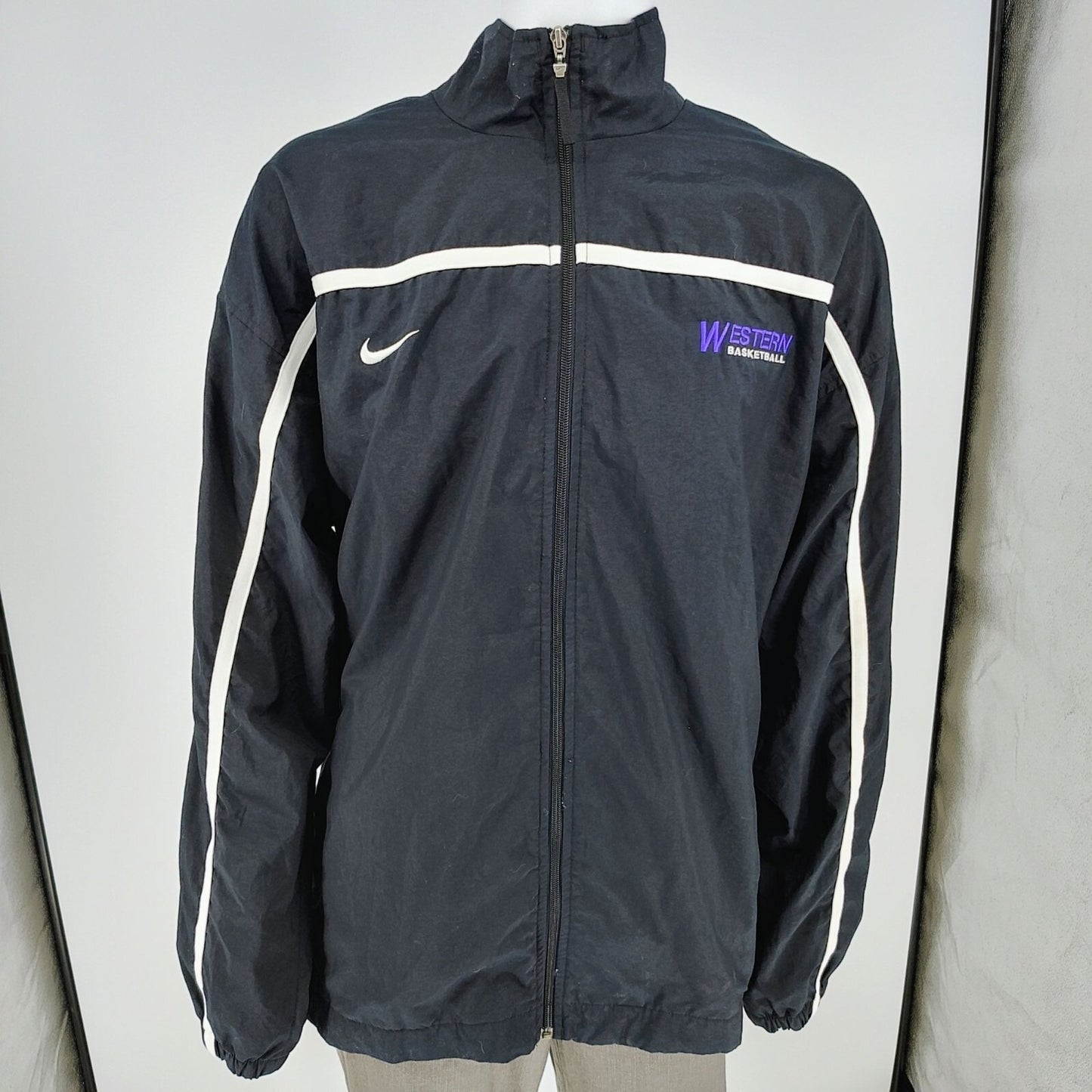 Nike Team "Western Basketball" Black & White Full-Zip Windbreaker Jacket (3XL)