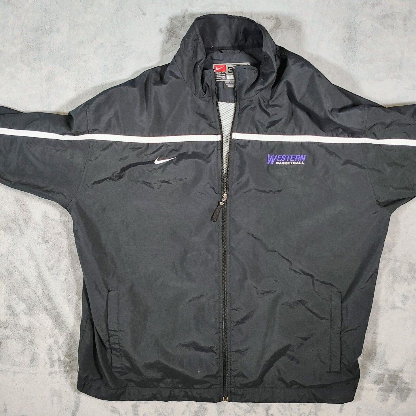 Nike Team "Western Basketball" Black & White Full-Zip Windbreaker Jacket (3XL)