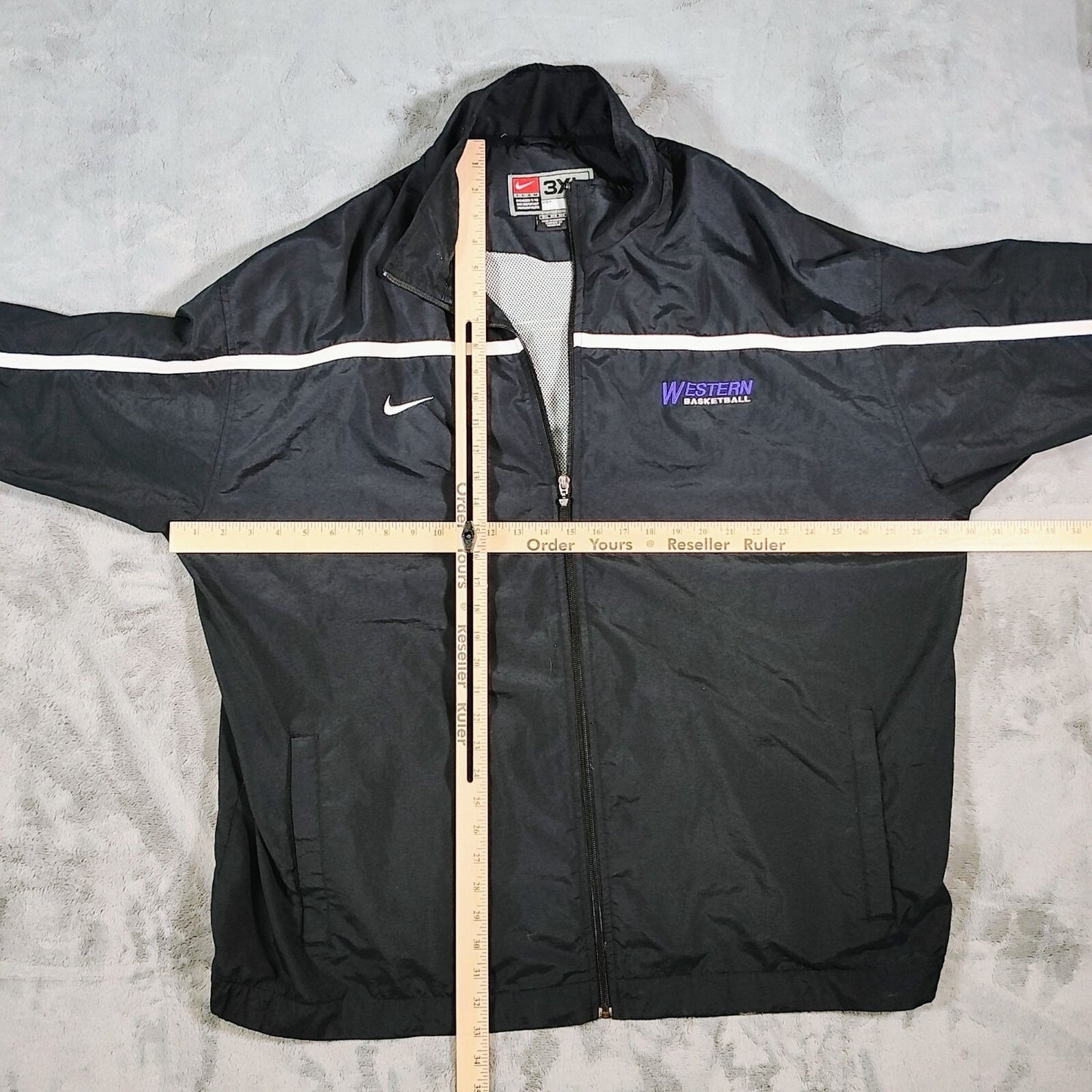 Nike Team "Western Basketball" Black & White Full-Zip Windbreaker Jacket (3XL)