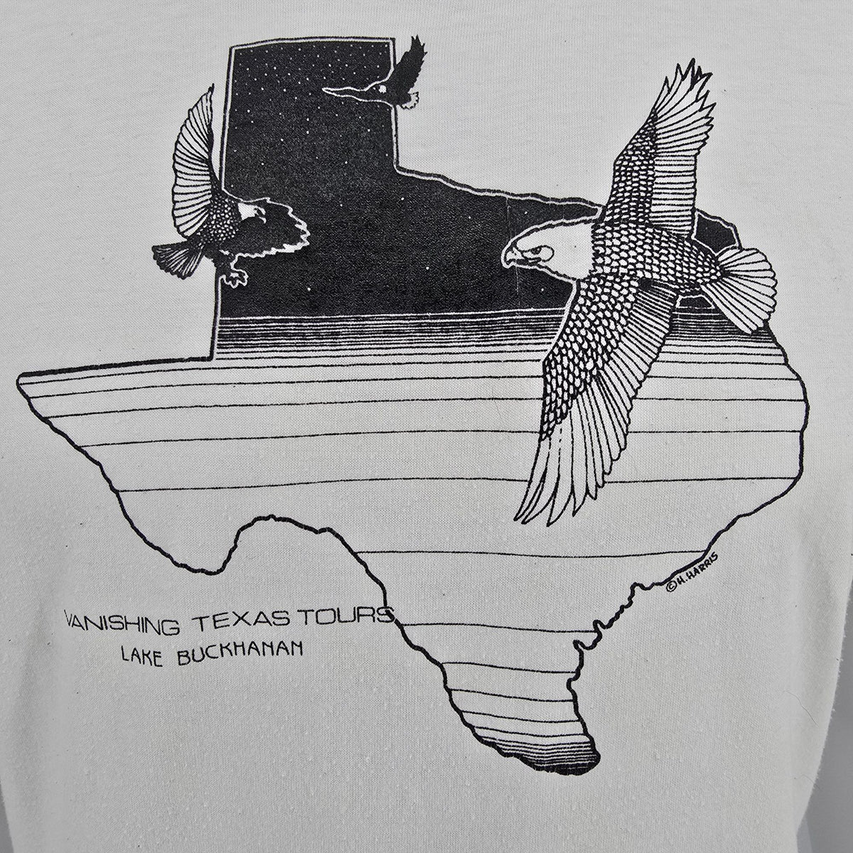 Vintage 1990s Hanes Fifty-Fifty Vanishing Texas Tours Lake Buckhanan T-Shirt (L)