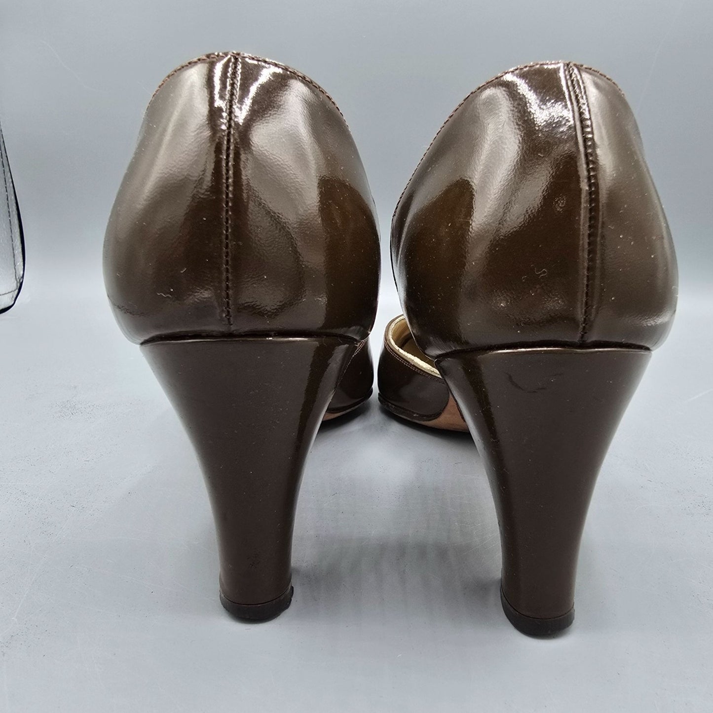 Vintage 1960s Troylings by Seymour Troy Patent d'Orsay Mod Stud Pumps (7.5B)