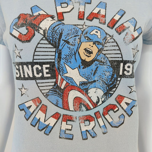 Marvel Captain America "Since 1941" Distressed Logo Light Blue T-Shirt (S)
