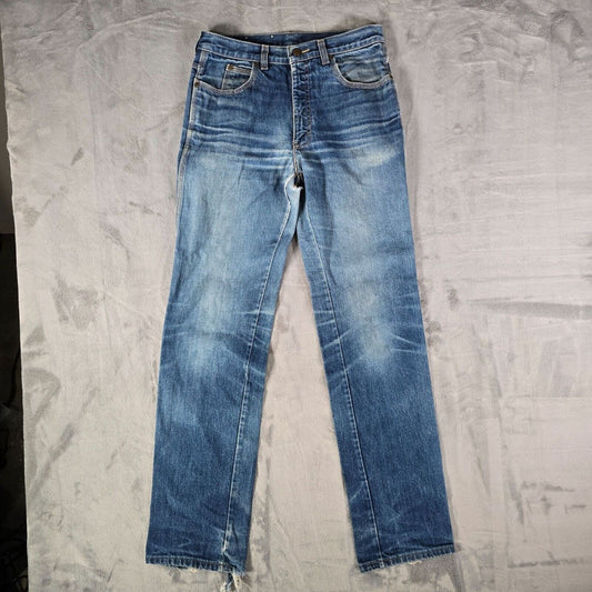 Vintage Early 1980s Calvin Klein Mens Distressed Straight Leg Blue Jeans (29x33)