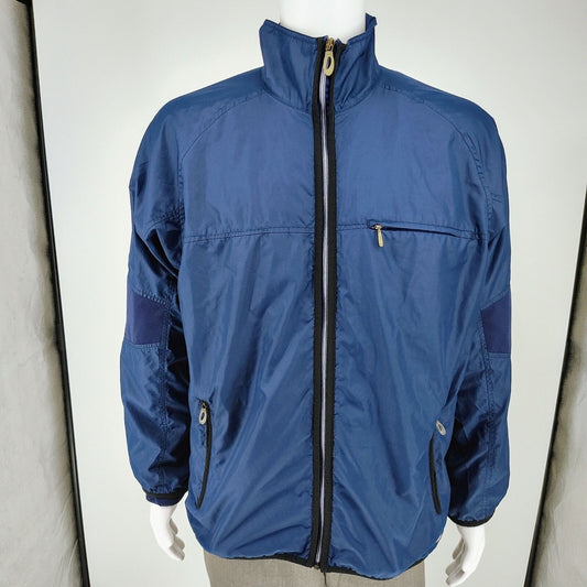 Nike Mens Blue Mesh-Lined Full-Zip Three Pocket Windbreaker Jacket (Medium)