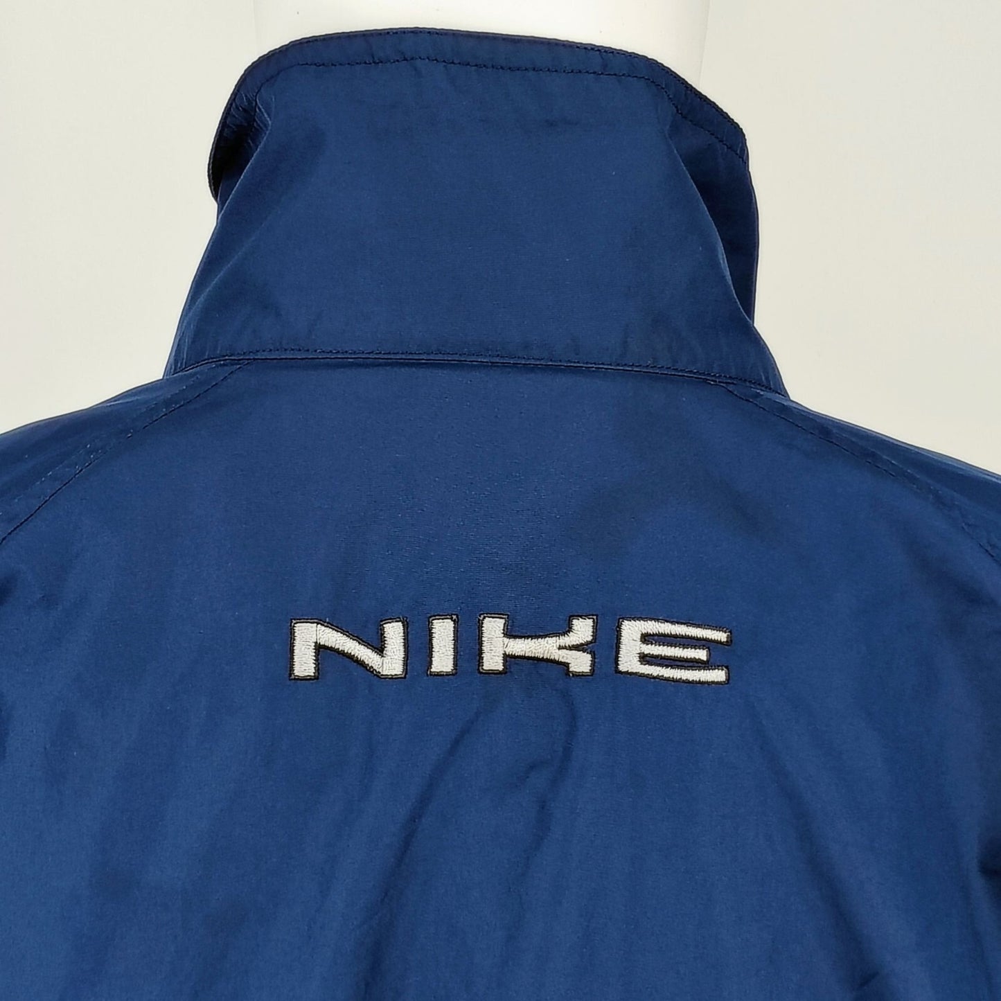 Nike Mens Blue Mesh-Lined Full-Zip Three Pocket Windbreaker Jacket (Medium)