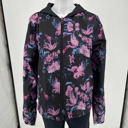 Vans Women's Mercy Black and Floral Reversible Hooded Jacket (Medium)