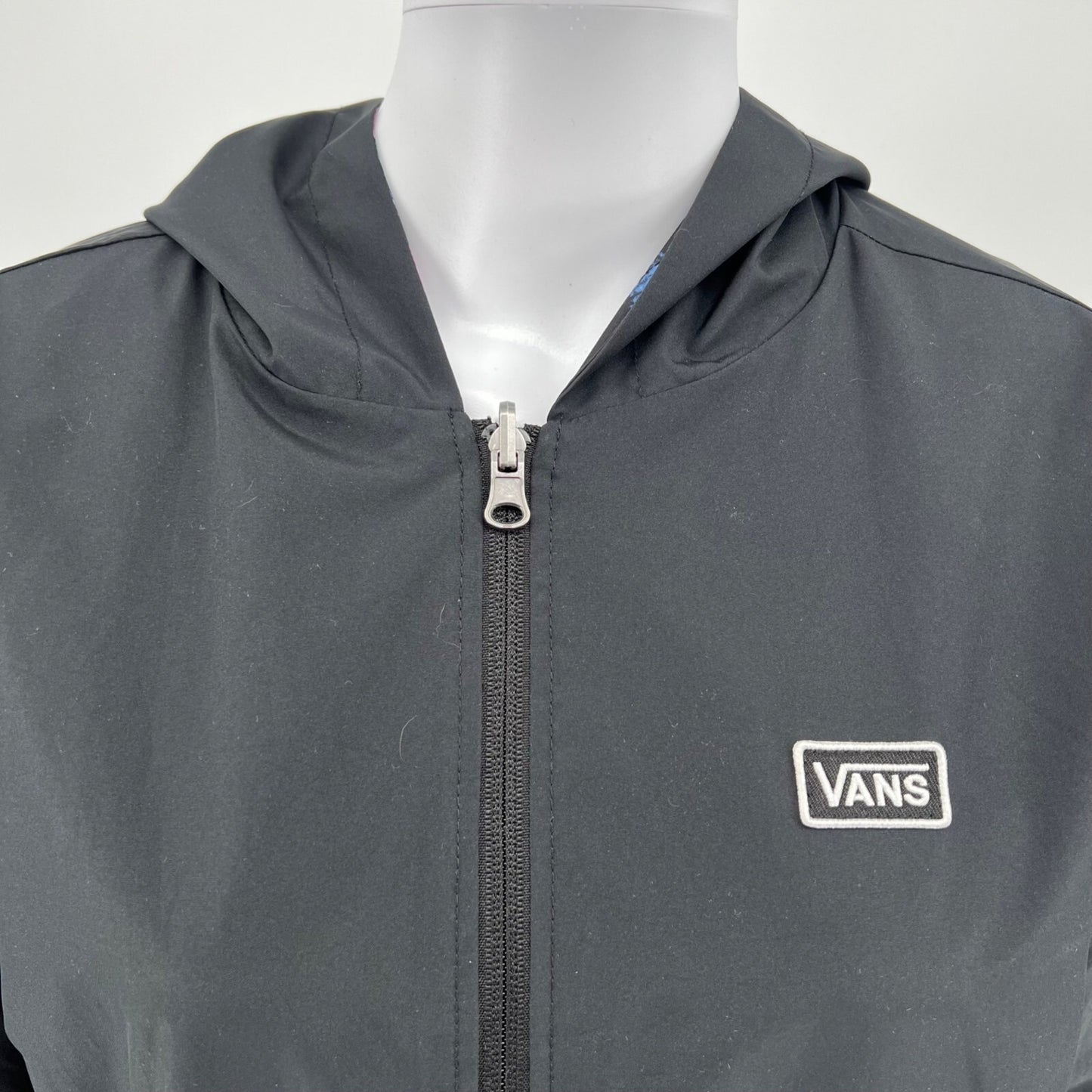 Vans Women's Mercy Black and Floral Reversible Hooded Jacket (Medium)