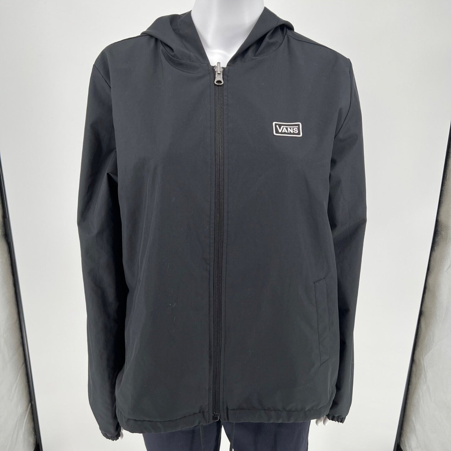 Vans Women's Mercy Black and Floral Reversible Hooded Jacket (Medium)