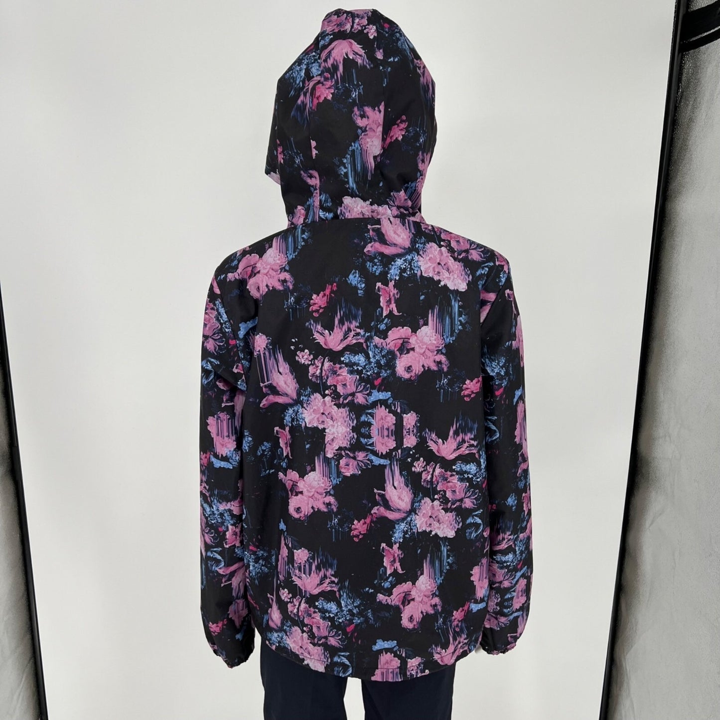 Vans Women's Mercy Black and Floral Reversible Hooded Jacket (Medium)